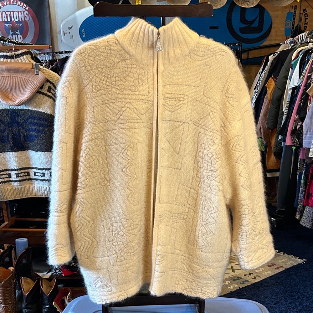 Dino Valiano Cream Women's Cardigan with designs